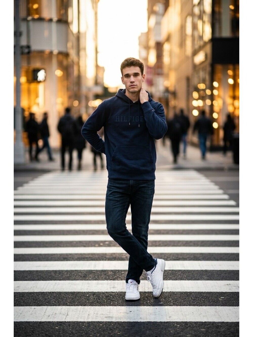 Tommy Hilfiger Boys Navy Logo Pullover Hoodie XL 14/16 new
